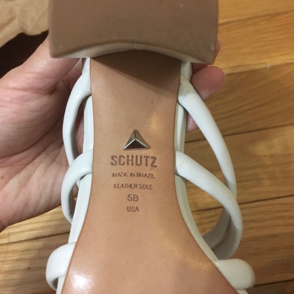 Schutz Felisa Tubular Block Heel Sandals | White | Size 5 (Runs small!) - Picture 4 of 7